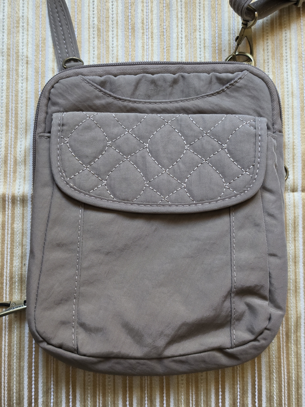 Travelon Taupe Quilted Crossbody Bag